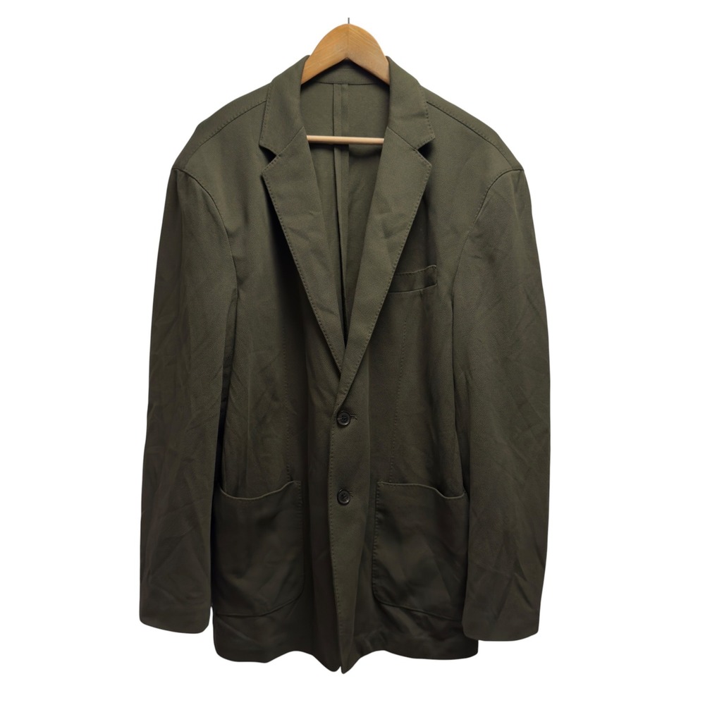 Quince Mens XL Green 2-Button Pique Cotton Knit Stretch Blazer Sport Coat Jacket